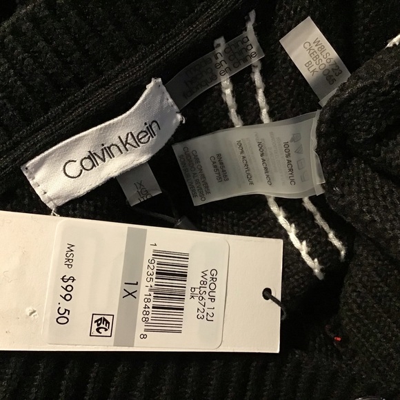 Calvin Klein Plus Lace Up Sweater Black White 1X - Picture 5 of 6